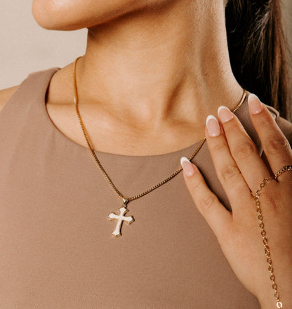 Abalone Crystal Cross Necklace