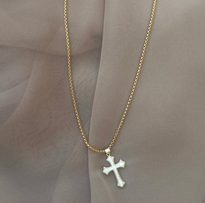 Abalone Crystal Cross Necklace