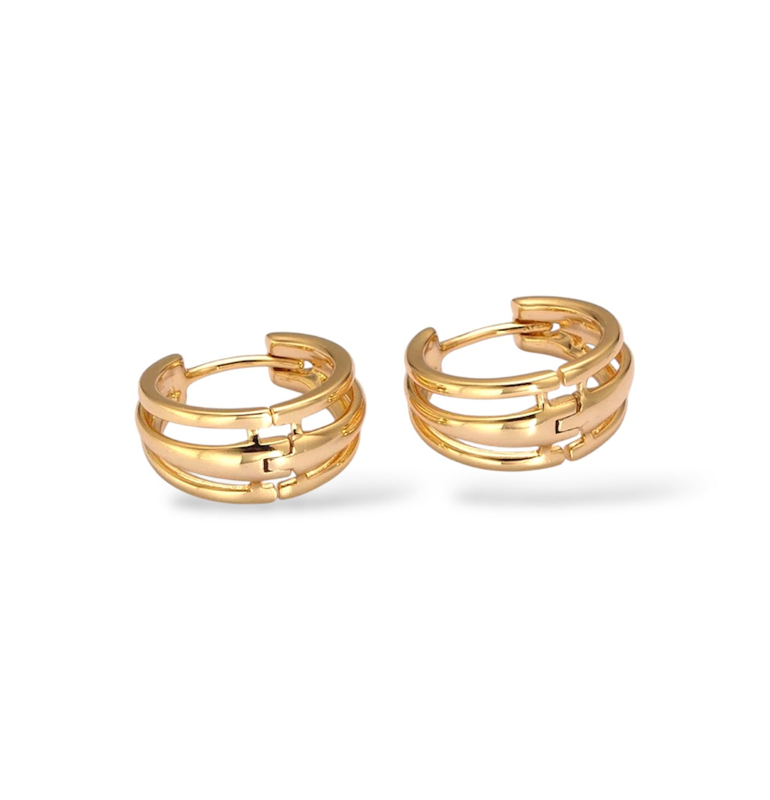 Minimalist Triple Bar Hoops