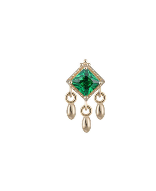 14k Gold Emerald Luxe Halo Drop