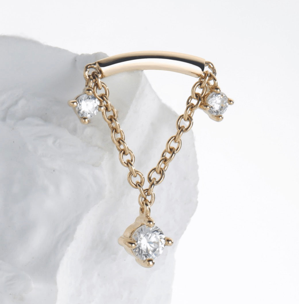 14k gold floating trinity chain