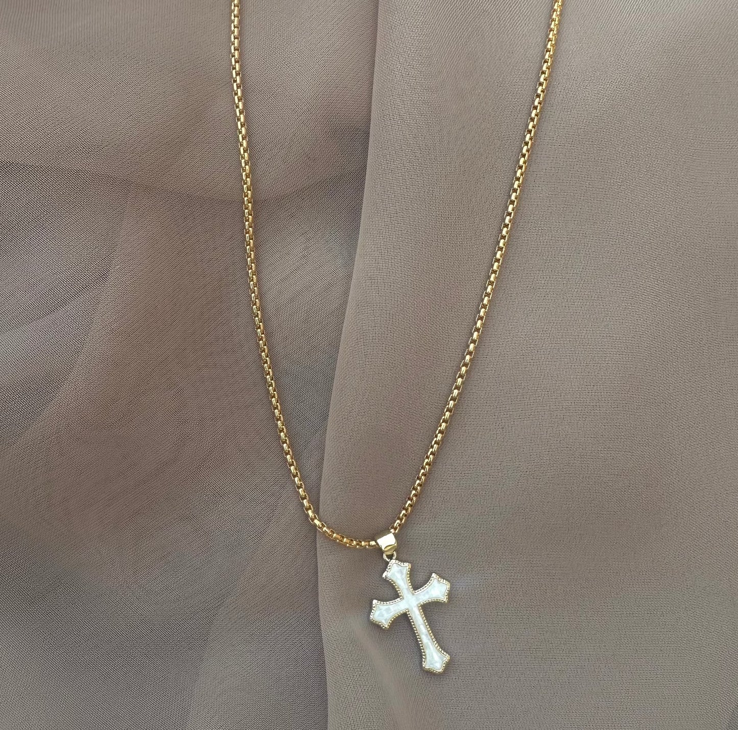 Abalone Crystal Cross Necklace